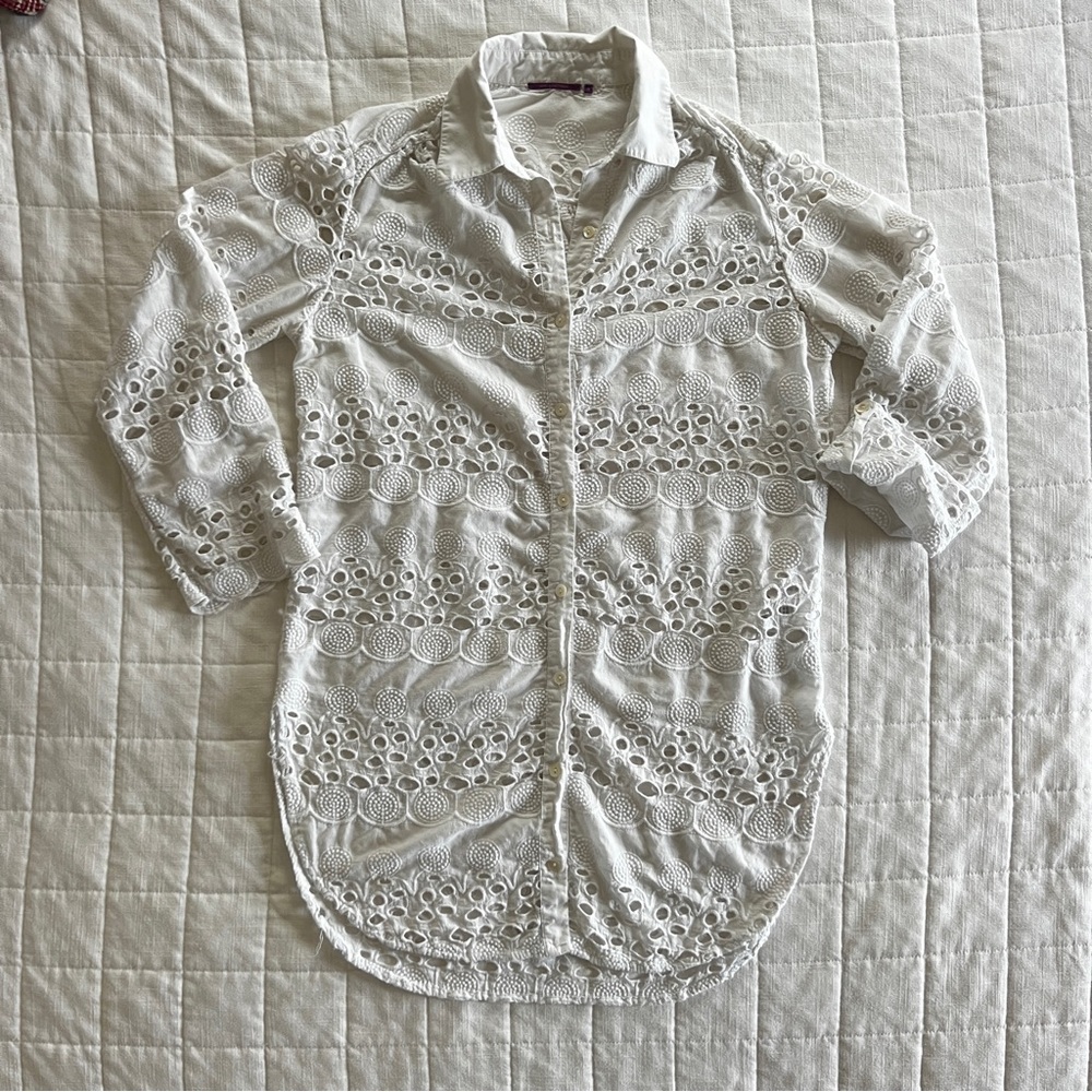 Stylish White Eyelet Coverup
